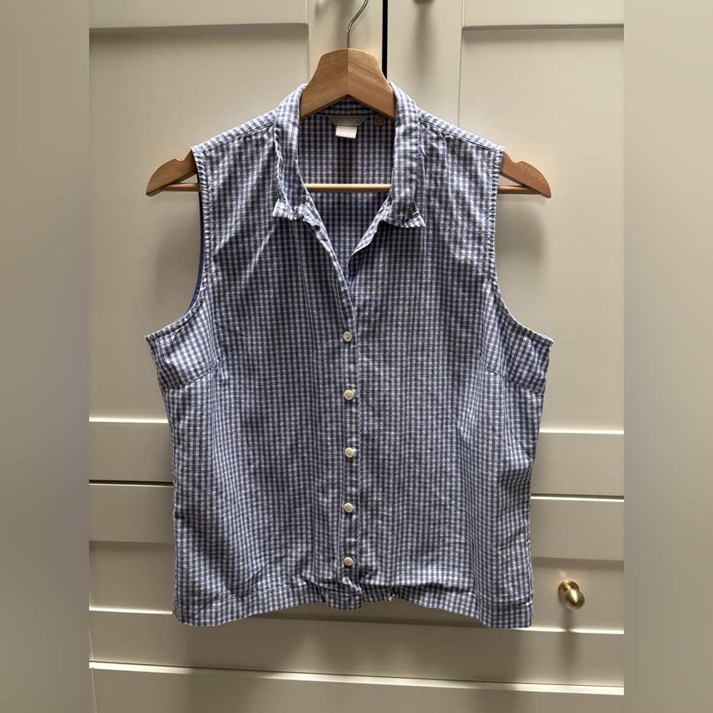 J. Crew Navy Checkered Sleeveless Top